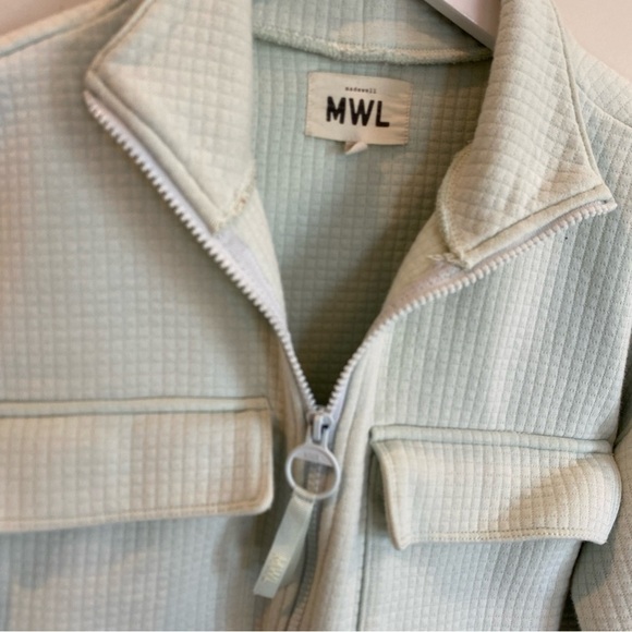 Madewell MWL Quilted Jacquard Zip Jacket Women’s Sz XS Iced Mint Pockets - Picture 2 of 7